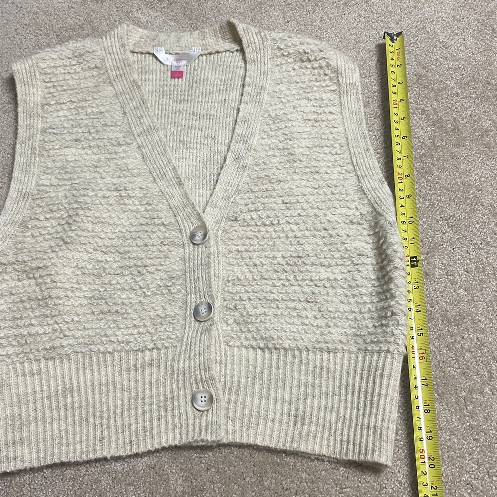 No Boundaries Cream Knit V-Neck Button Sweater Vest - Picture 6 of 6